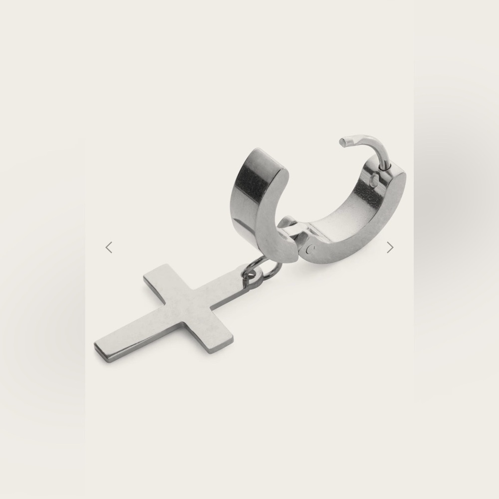 Chic Silver Cross Dangle Earrings - Picture 4 of 5